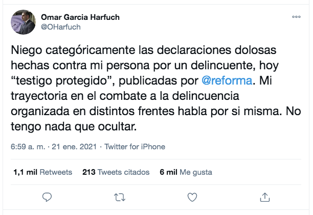 Lee más sobre el artículo RECHAZÓ OMAR GARCÍA HARFUCH LAS IMPLICACIONES CON EL CRIMEN ORGANIZADO.