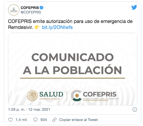 Lee más sobre el artículo SE AUTORIZA DE EMERGENCIA REMDESIVIR