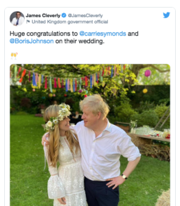 Lee más sobre el artículo BORIS JOHNSON PRIMER MINISRTRO BRITÁNICO SE CASA EN SECRETO