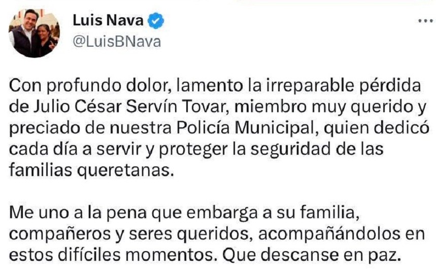 Lee más sobre el artículo LUIS NAVA EXPRESA SOLIDARIDAD CON FAMILIARES DE POLICÍA FALLECIDO